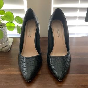 Black semi block heels